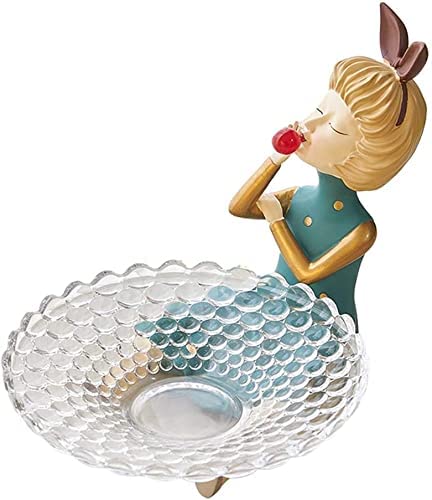 GTKINGD Bubble Girl Figurine Resin Storage Tray - Snack & Key Organizer, Home Office Table Centerpiece Decoration - Green | Perfect for Desk Organization, Gift Giving & Kawaii Aesthetic Decor
