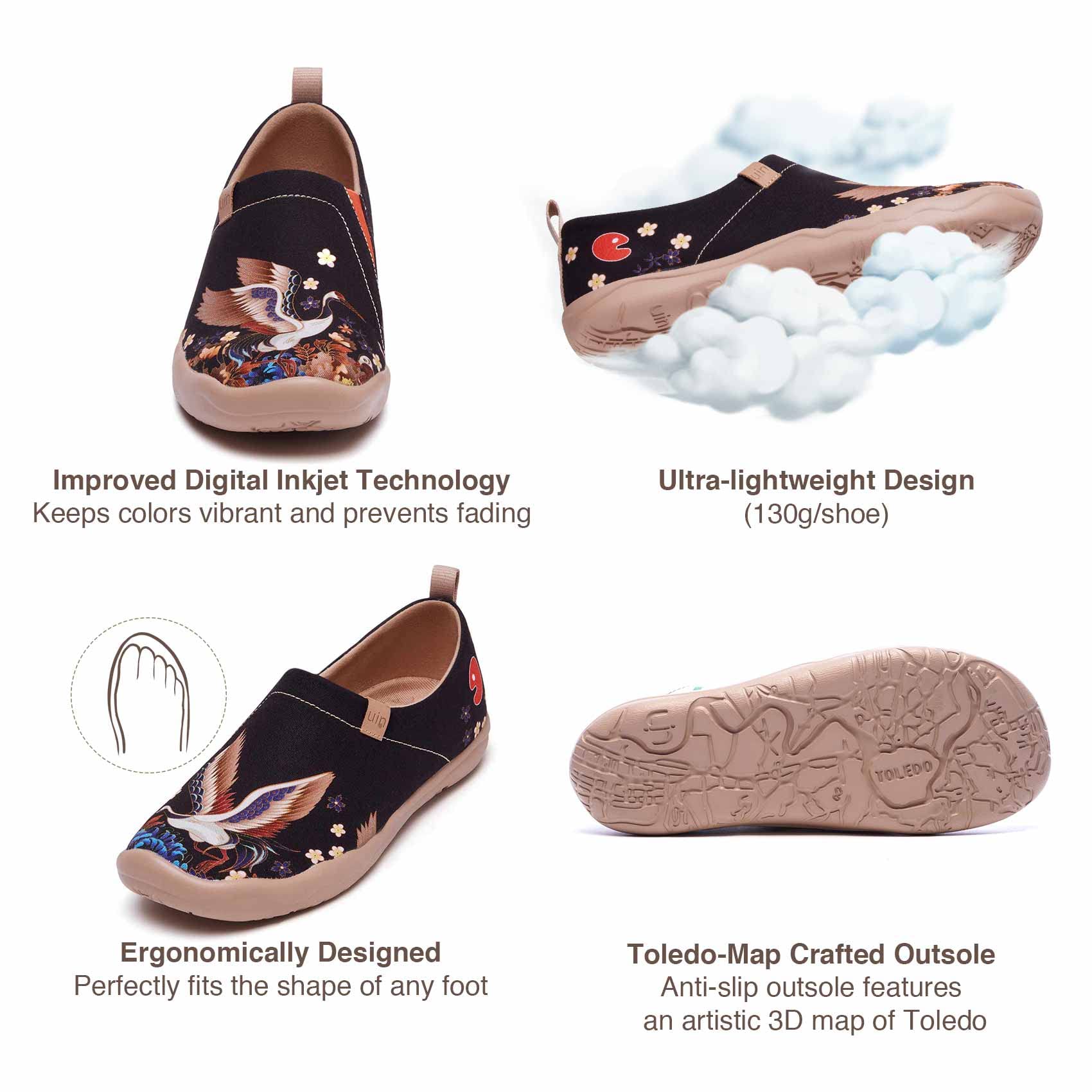 UIN Women's Art Travel Slip-On Shoes - Lightweight Breathable Casual Loafers for Women - Comfortable Walking Flats for Travel, Work & Everyday Wear