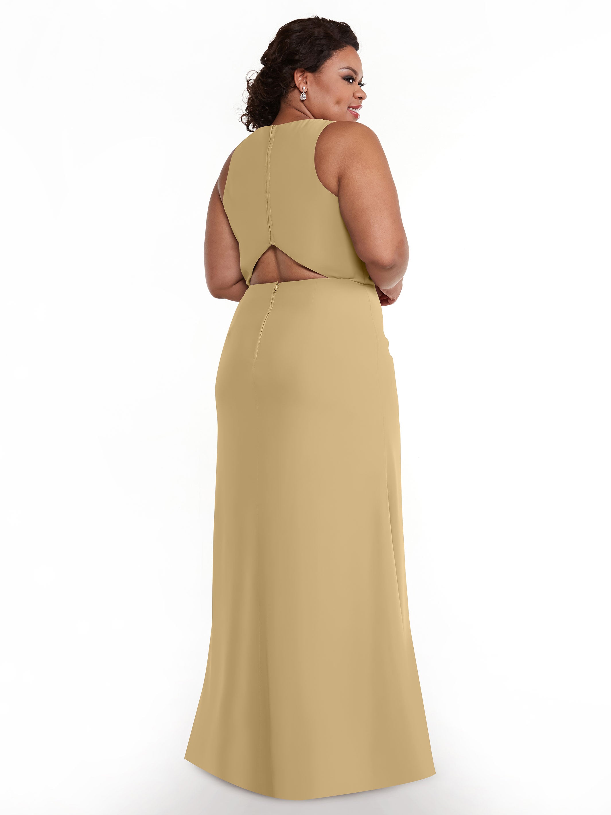 Elegant 80175 Chiffon A-Line Bridesmaid Dress with Plunging Halter Neckline - Perfect for Weddings, Formal Events & Special Occasions