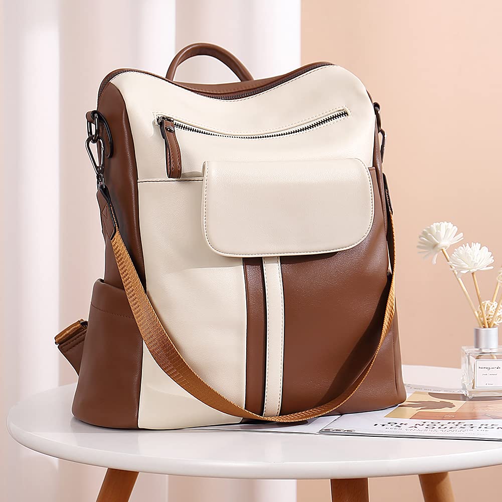 CLUCI Genuine Leather Backpack Purse for Women - Large Anti-Theft Convertible Travel Backpack Handbag - Perfect for Work, College & Weekend Getaways