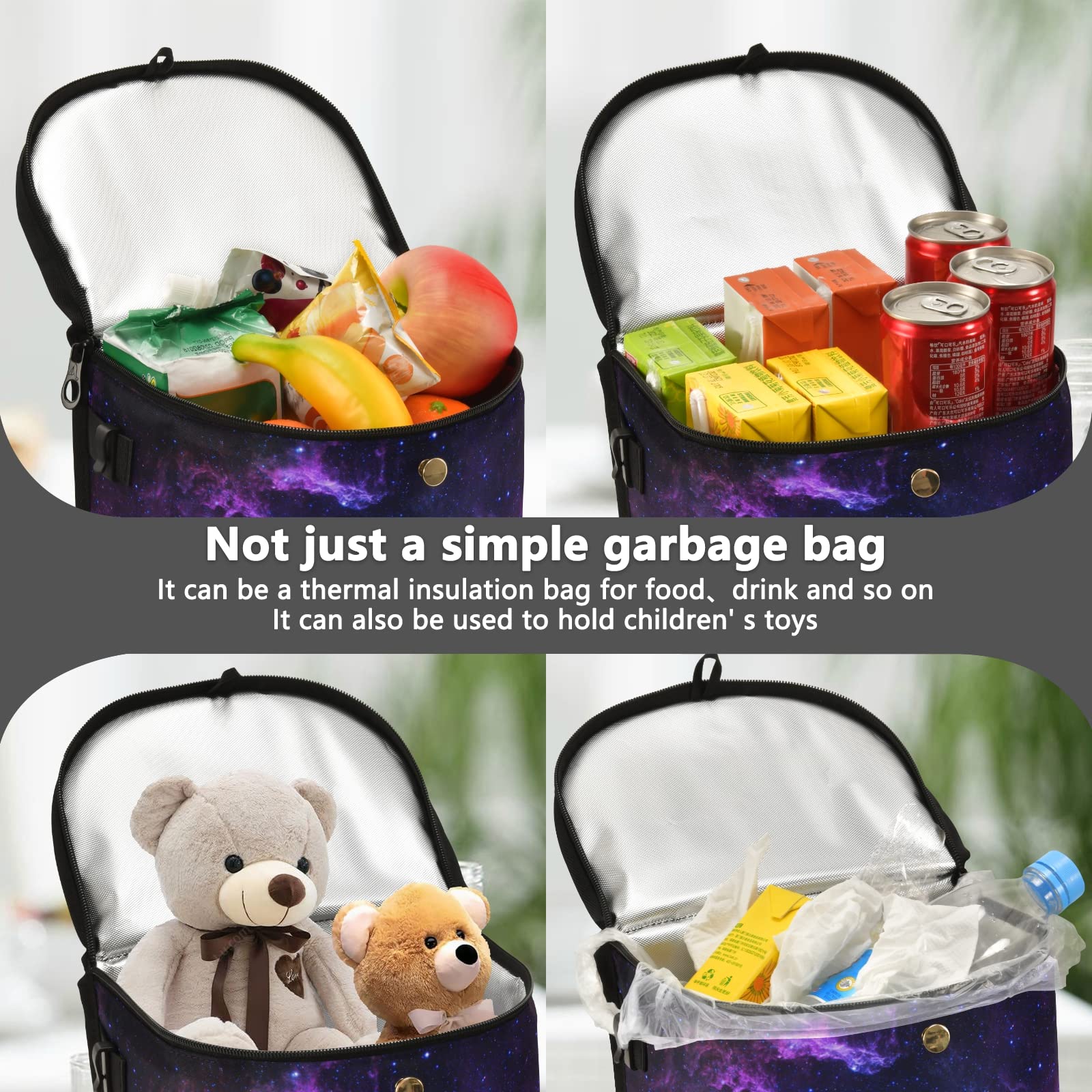 Senya Leak-Proof Car Trash Can - Hanging Car Garbage Bin with Galaxy Nebula Space Design, Interior Car Organizer Accessory for Sedans, SUVs & Road Trips