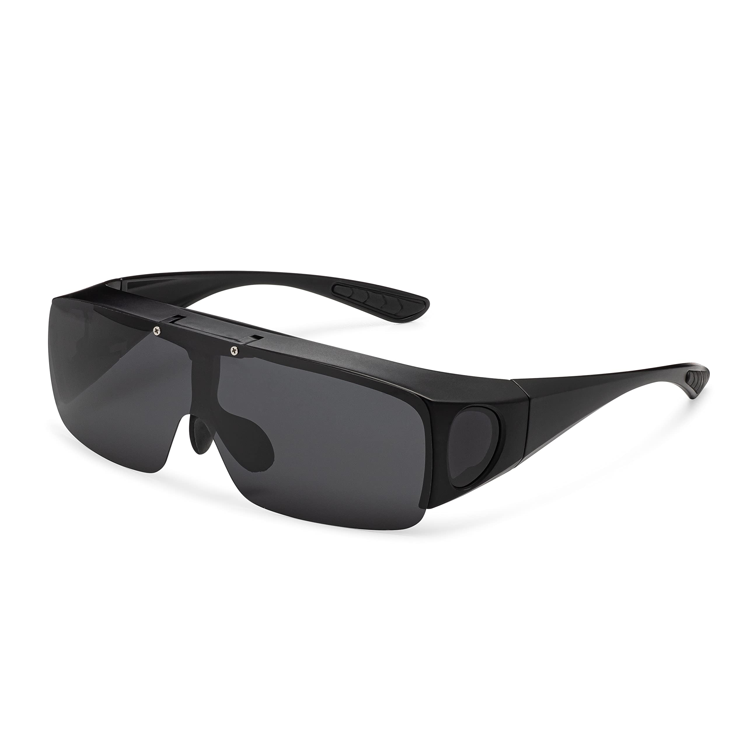 Polarized Flip-Up Sunglasses for Over Prescription Glasses - UV400 Protection, Light Blocking Wrap-Around Shield - Perfect for Driving, Fishing & Outdoor Activities