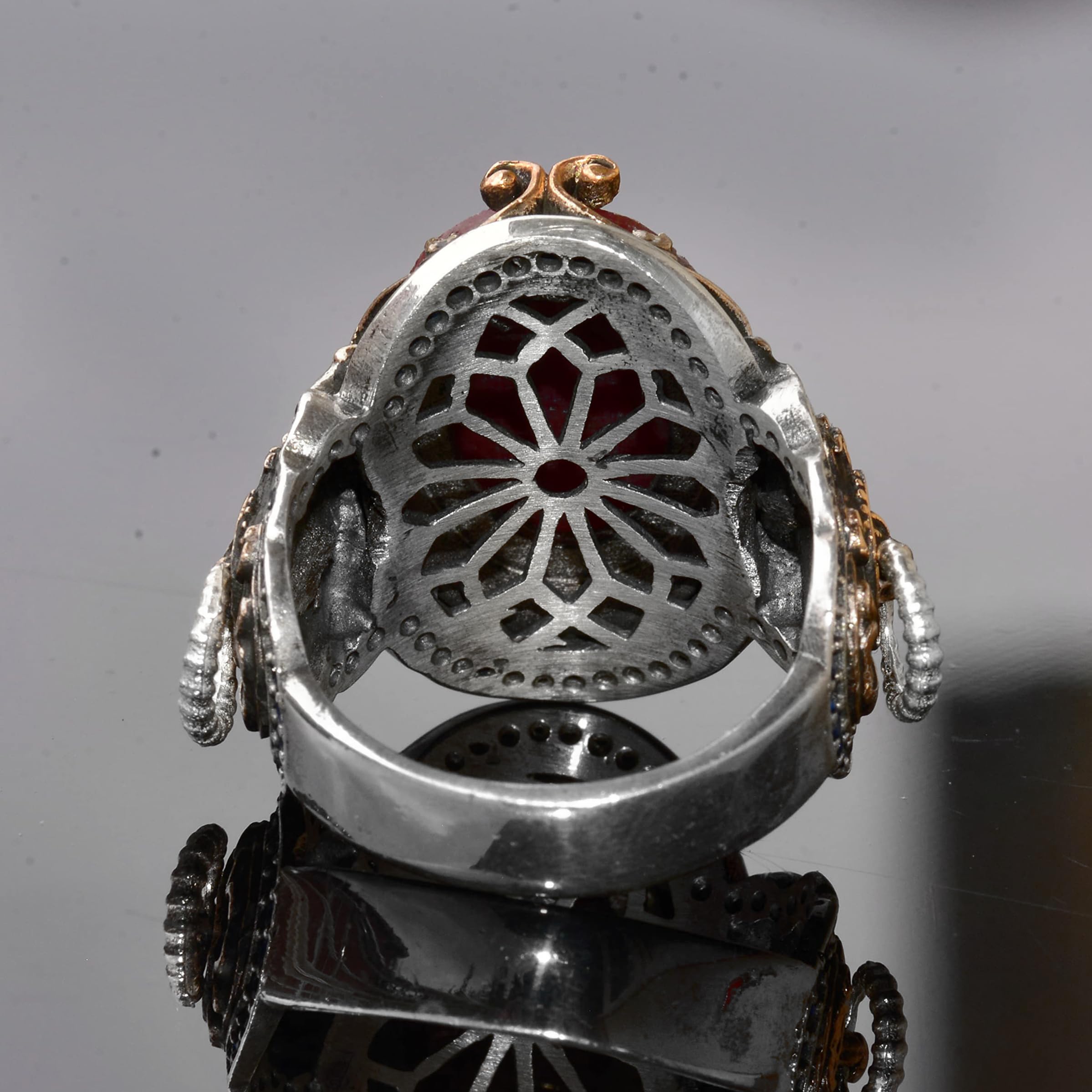 925 Sterling Silver Lion Ring with Gemstone for Men - Gold Plated Birthstone Jewelry for Gifts