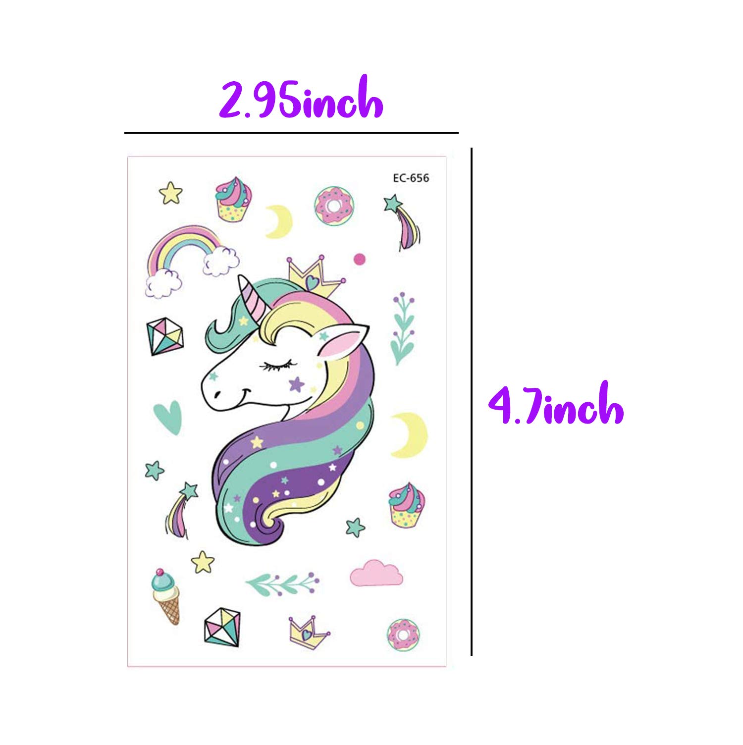 Unicorn Temporary Tattoos for Kids - 10 Sheets Rainbow Stickers Set | Cute Unicorn Hand Tattoos & Party Favors | Perfect for Birthday Parties, Costume Events & Girls' Dress-Up Play