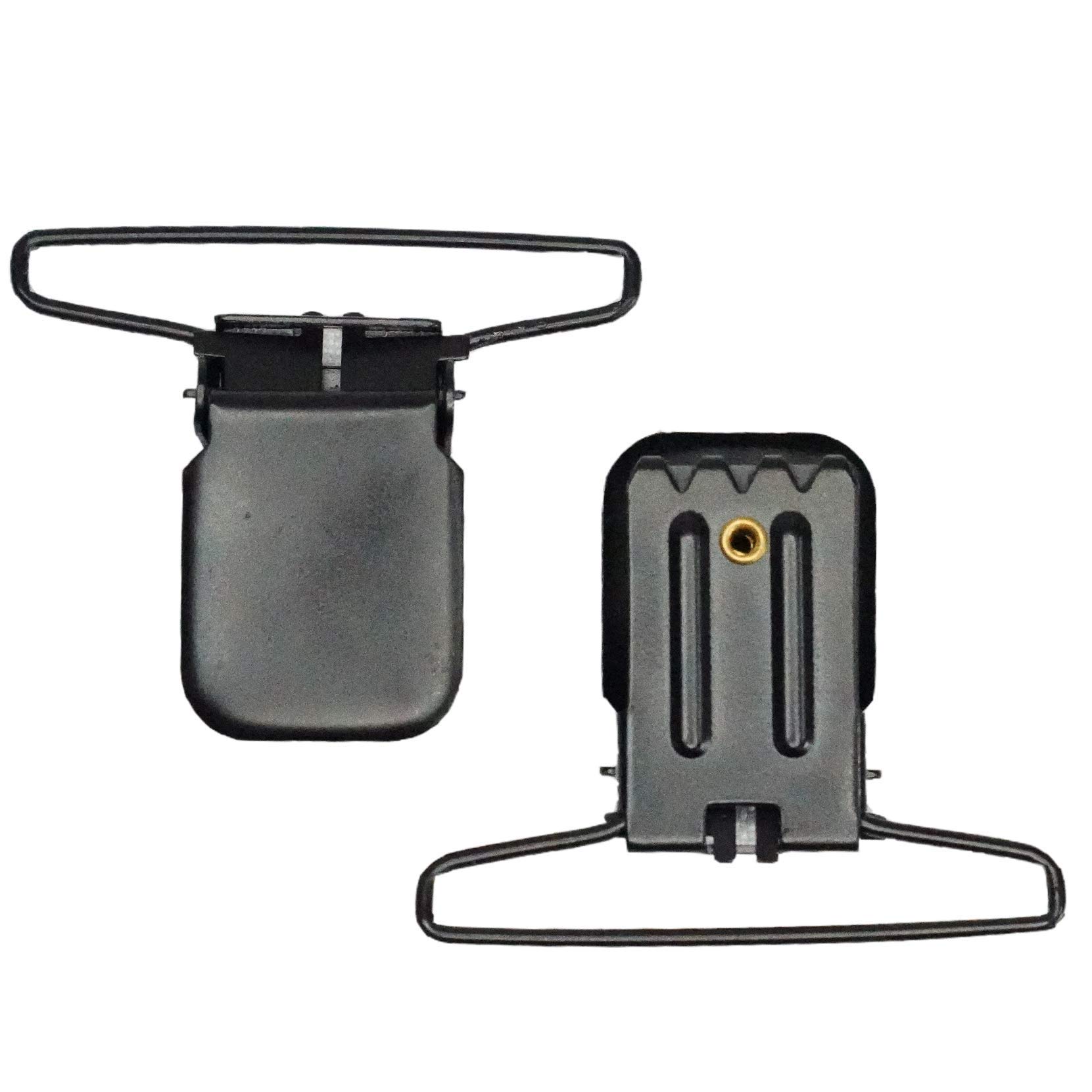 Heavy Duty 2 Inch Black Plated Suspender Clips with Plastic Gripping Teeth - Durable Belt Clips for Work Pants, Overalls & Uniforms - Ideal for Construction, Carpentry & Outdoor Activities