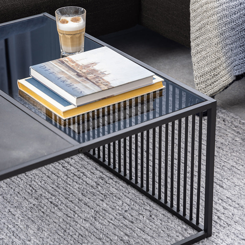 STRINGTON 80cm Square Coffee Table - Black Marble Effect Top for Living Room, Modern Center Table for Home Decor & Small Space Furniture