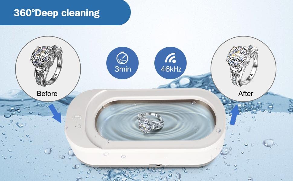 Zorzel Professional 45KHz Ultrasonic Jewelry Cleaner for Glasses, Watches, Rings & Dentures - Fast One-Touch Sonic Cleaning Machine for Home & Jewelry Store Use