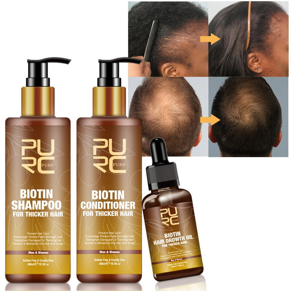 PURC Ginger Biotin Shampoo & Conditioner Set for Dry Frizzy Hair Repair with Essential Oils - Hair Care Kit for Damaged Hair Treatment at Home
