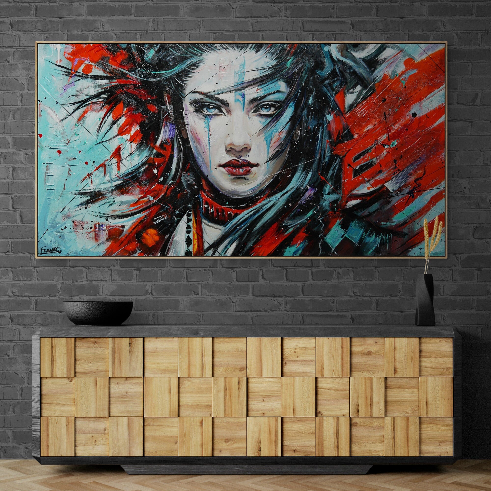 Brave and Beautiful Abstract Realism Textured Framed Painting - 190cm x 100cm - Mahou Sourcery Artwork - Perfect for Living Room, Bedroom or Office Wall Decor