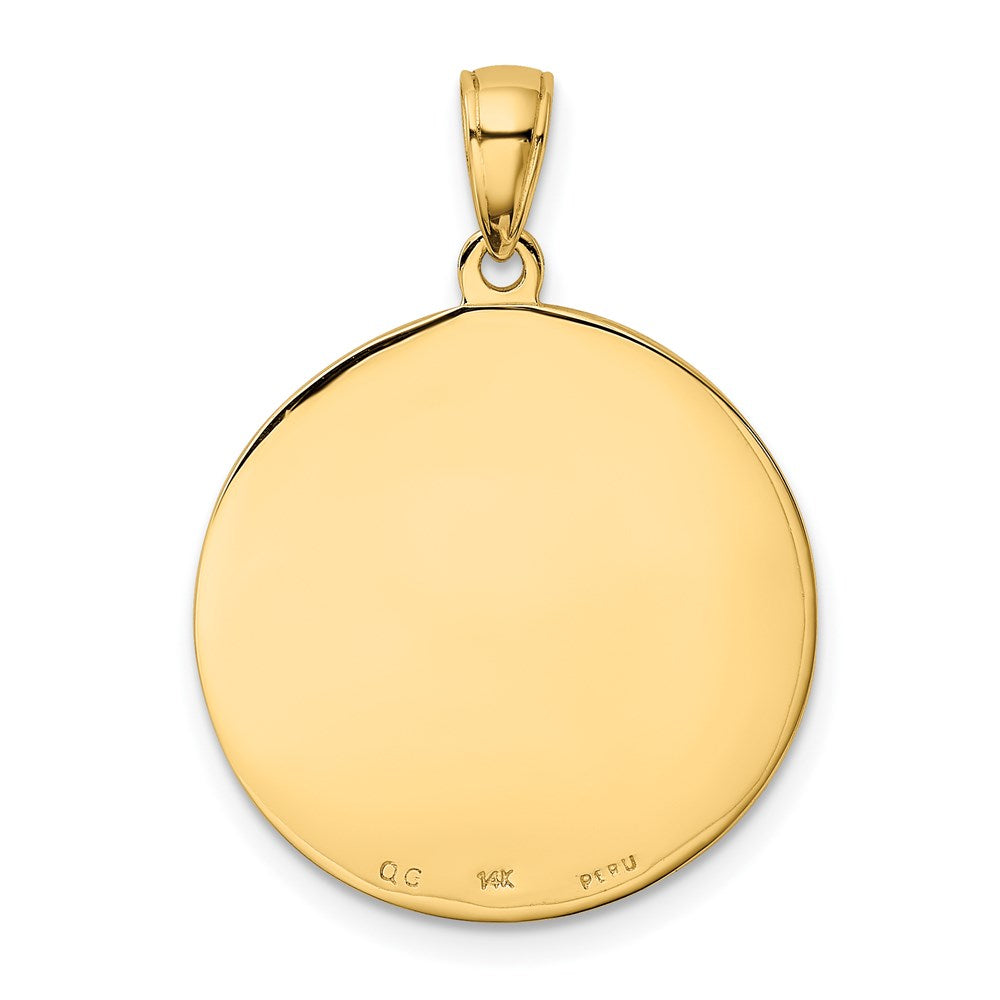 Gold Large Saint Anthony Solid Round Medal Pendant - Model K5657 | Religious Jewelry for Prayer, Protection & Devotion | Perfect for Gifts, Necklaces & Catholic Faith Accessories