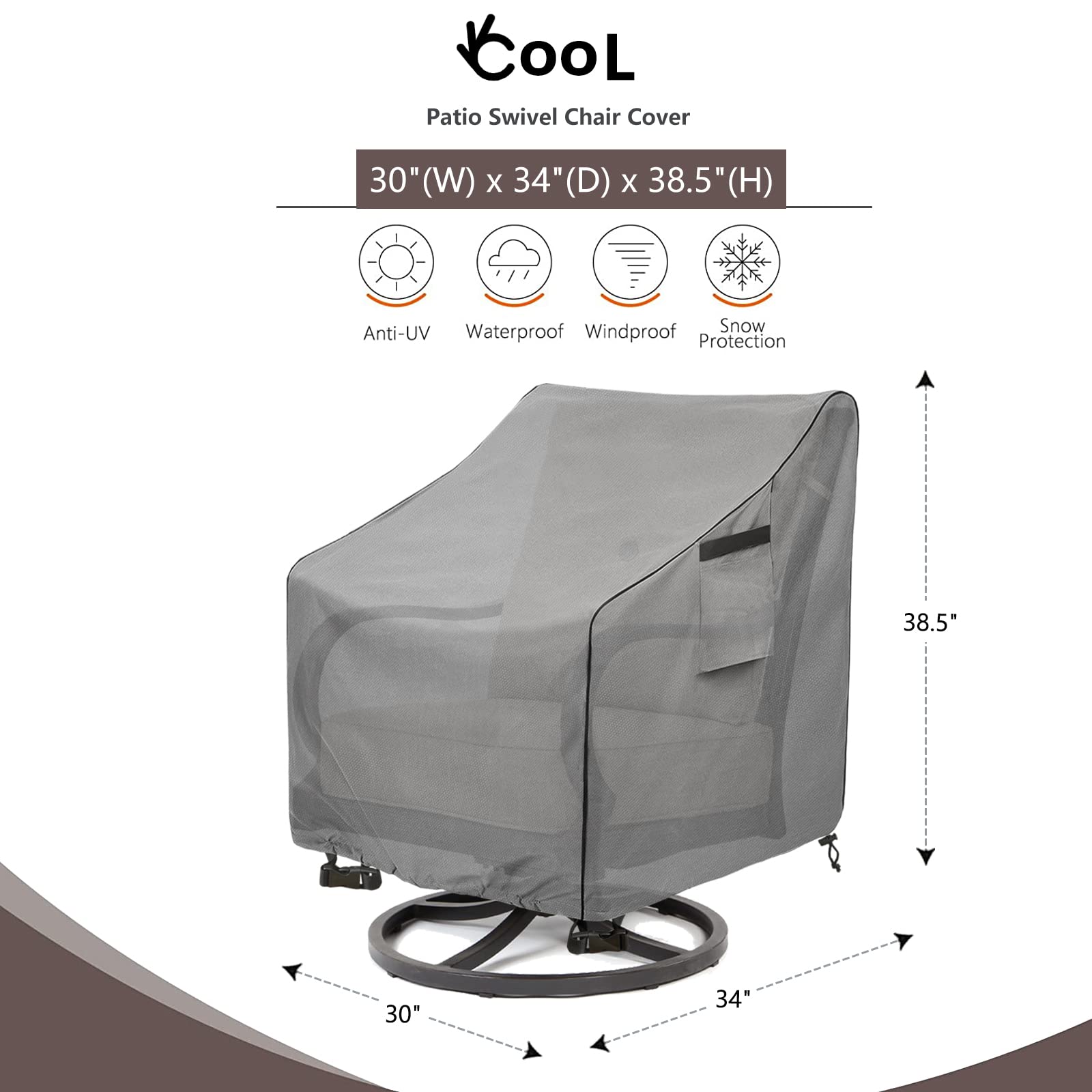 OKCOOL 2-Pack Waterproof Outdoor Swivel Chair Covers (30