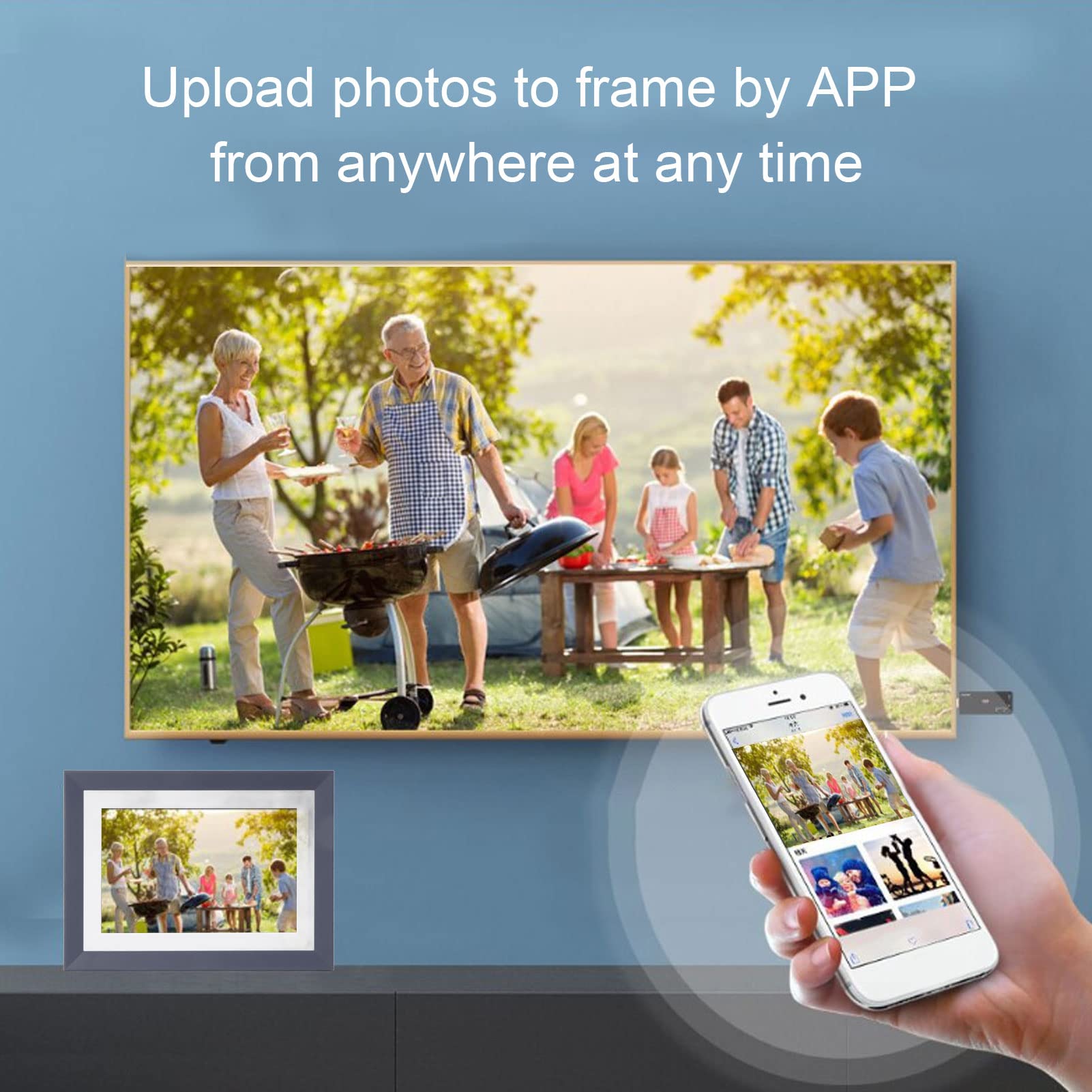 10 Inch Digital Picture Frame with 16GB Memory - Touch Screen Electronic Photo Frame, HD Display for Desktop - Perfect for Living Room, Bedroom, Office & Gifts (Natudeco)
