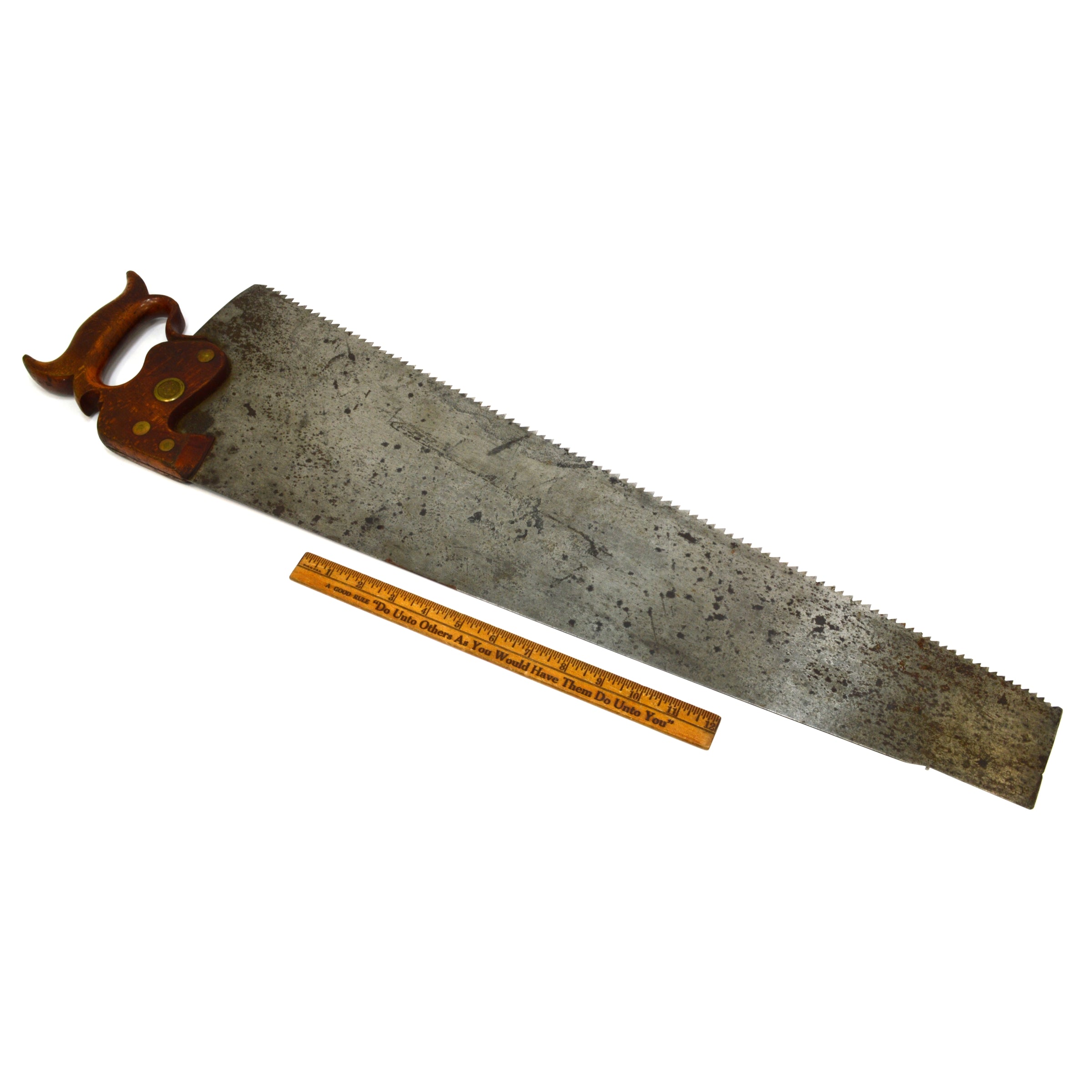 Antique Richardson Brothers No. 7 Rip Saw - 4 1/2 PPI Straight Back Hand Saw - 19th Century Vintage Tool for Woodworking & Carpentry Projects