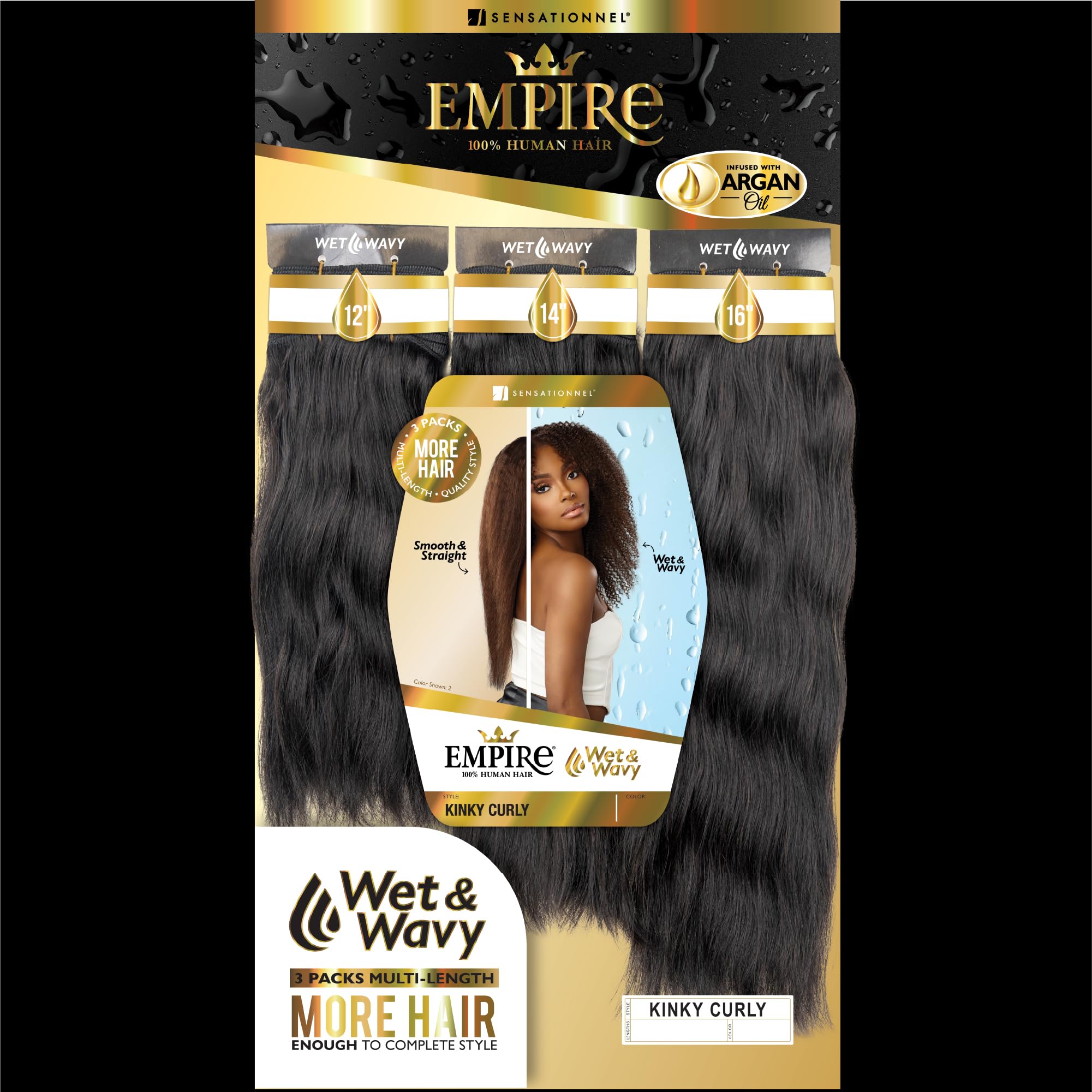 Sensationnel Empire Multi-Weave Wet & Wavy Kinky Curly Human Hair Bundles - 3-Piece Set (18