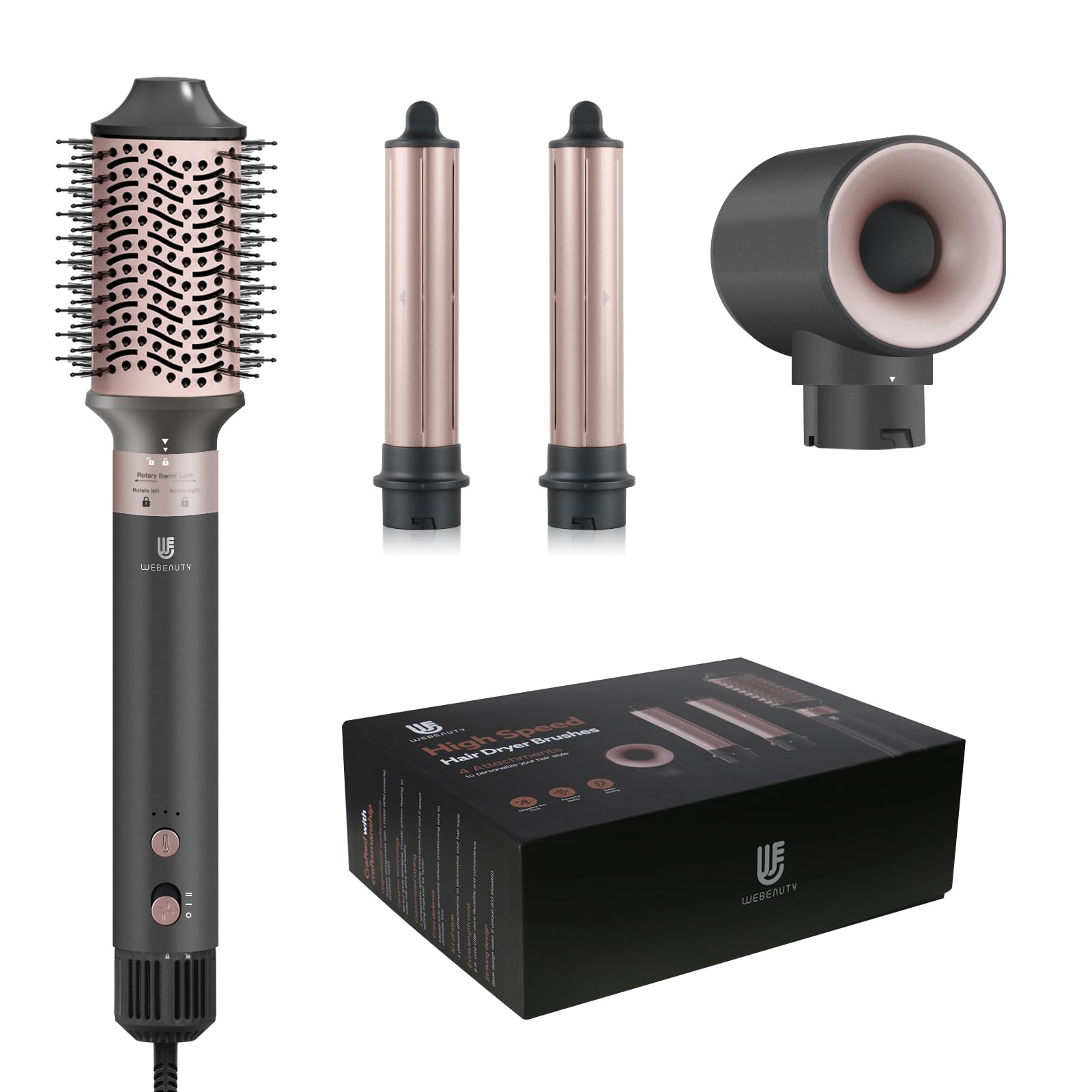 Professional Hair Dryer Brush & Hot Air Styling Tool - 4-in-1 Ionic Blow Dryer with 1.25