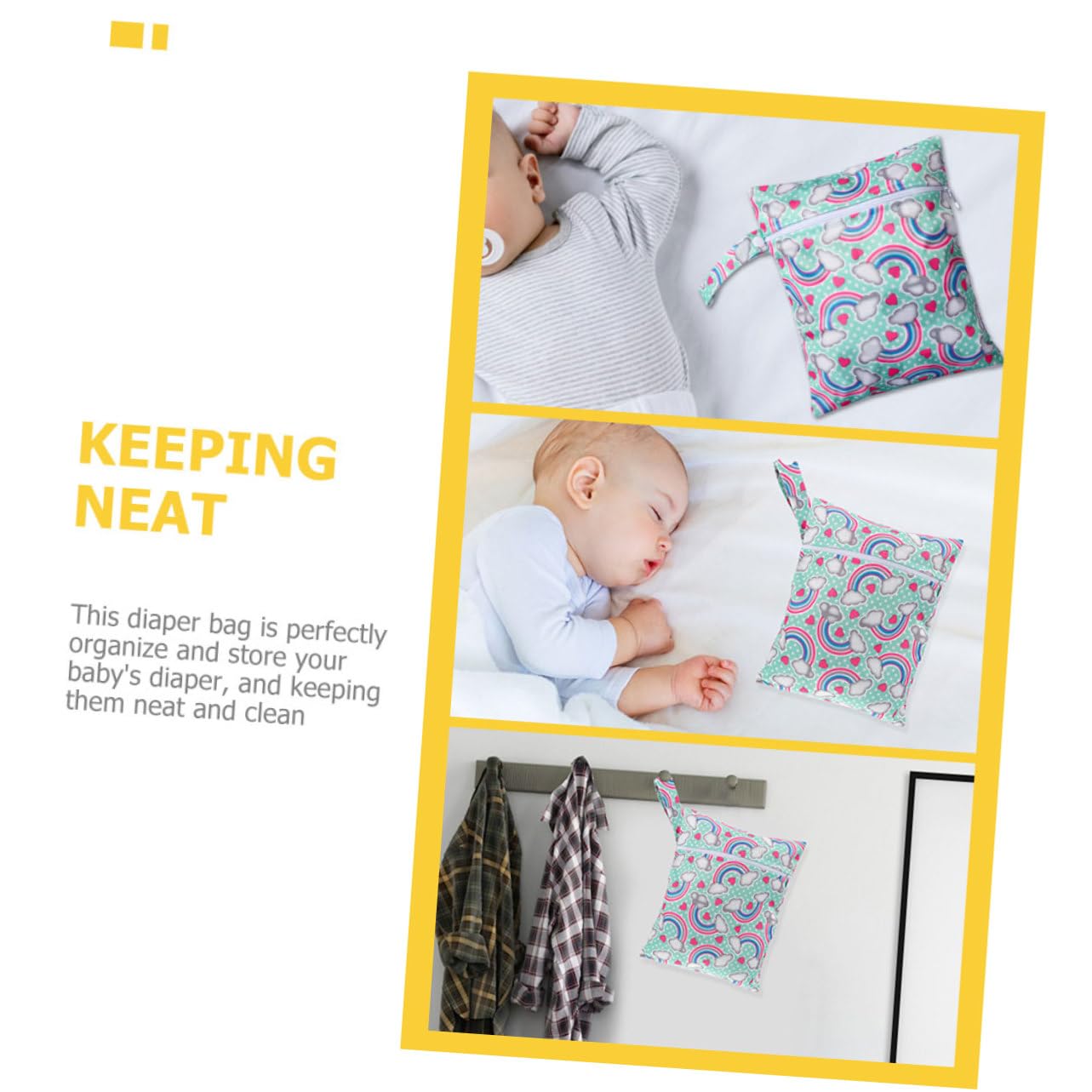 Waterproof Cartoon Print Diaper Bag - Portable Baby Diaper Organizer with Hanging Storage | Perfect for Travel, Daycare & On-the-Go Parents