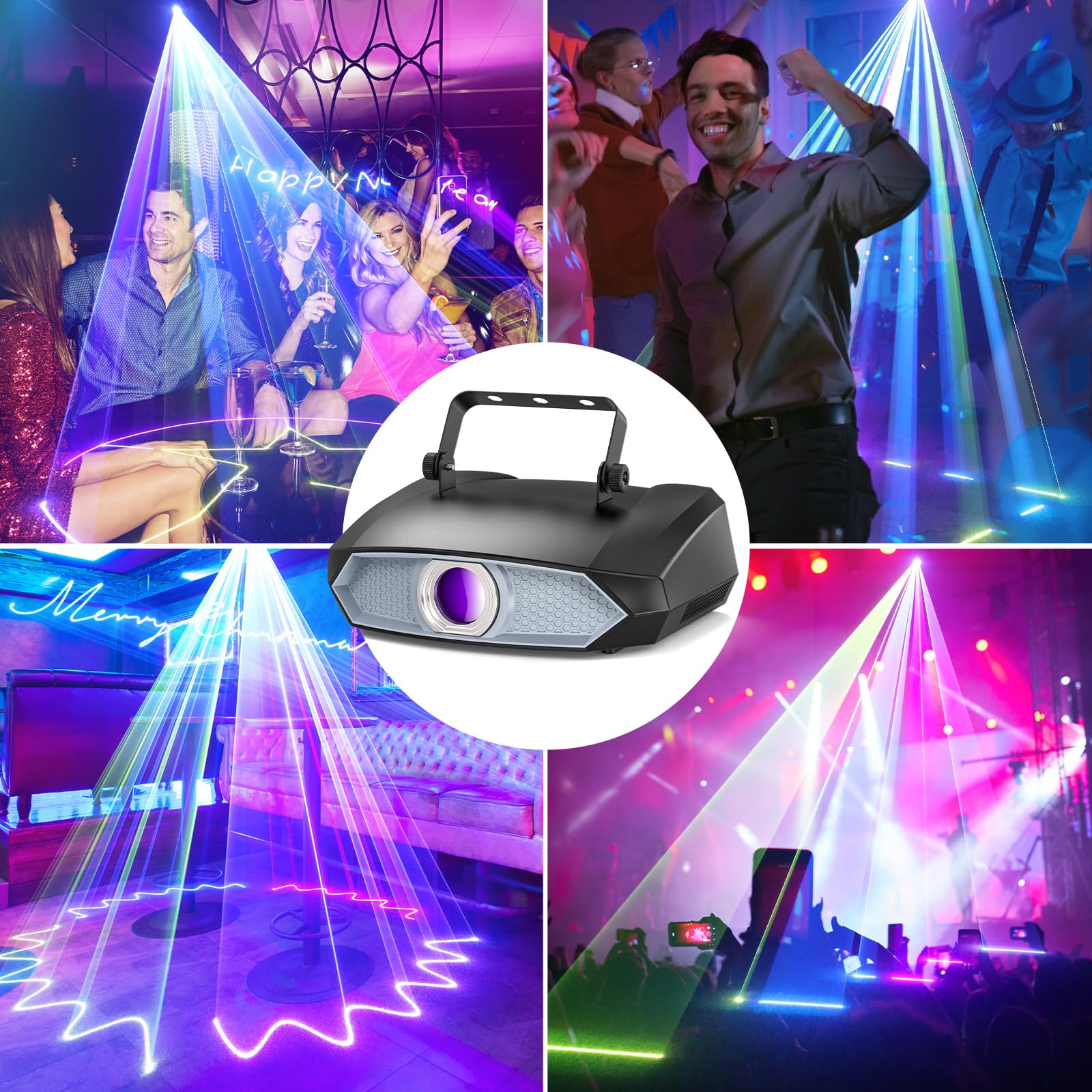 DJ Laser Light with App Control - 3D Animation Laser Projector for Light Shows | Manual Graffiti, Text Playback & Custom Programming | Perfect for DJ Parties, KTV Bars, Nightclubs, Concerts & Events
