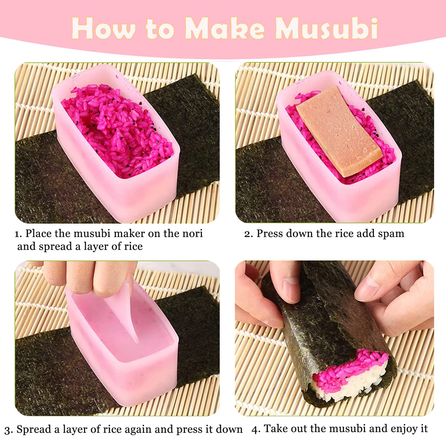 7-Piece Onigiri Mold Set - Non-Stick Rice Ball & Spam Musubi Maker Kit - DIY Sushi Press for Bento Lunch, Kids & Home Cooking - Perfect for Meal Prep, Parties & Japanese Cuisine Lovers