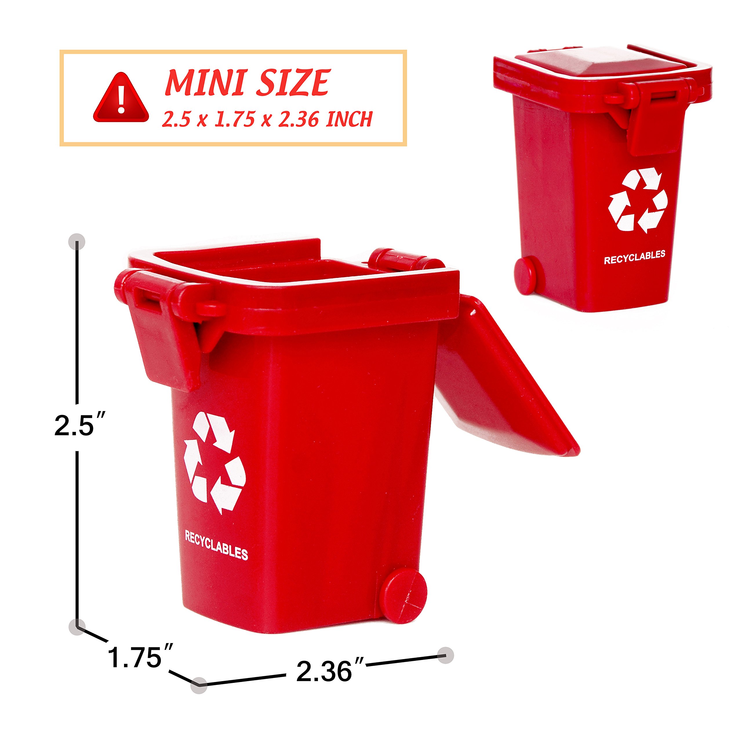 Mini Trash Can Toy Set for Kids - 2 Inch Garbage Truck Accessories, Curbside Vehicle Bins for Toddlers | Pretend Play, Educational Toys, Recycling Learning