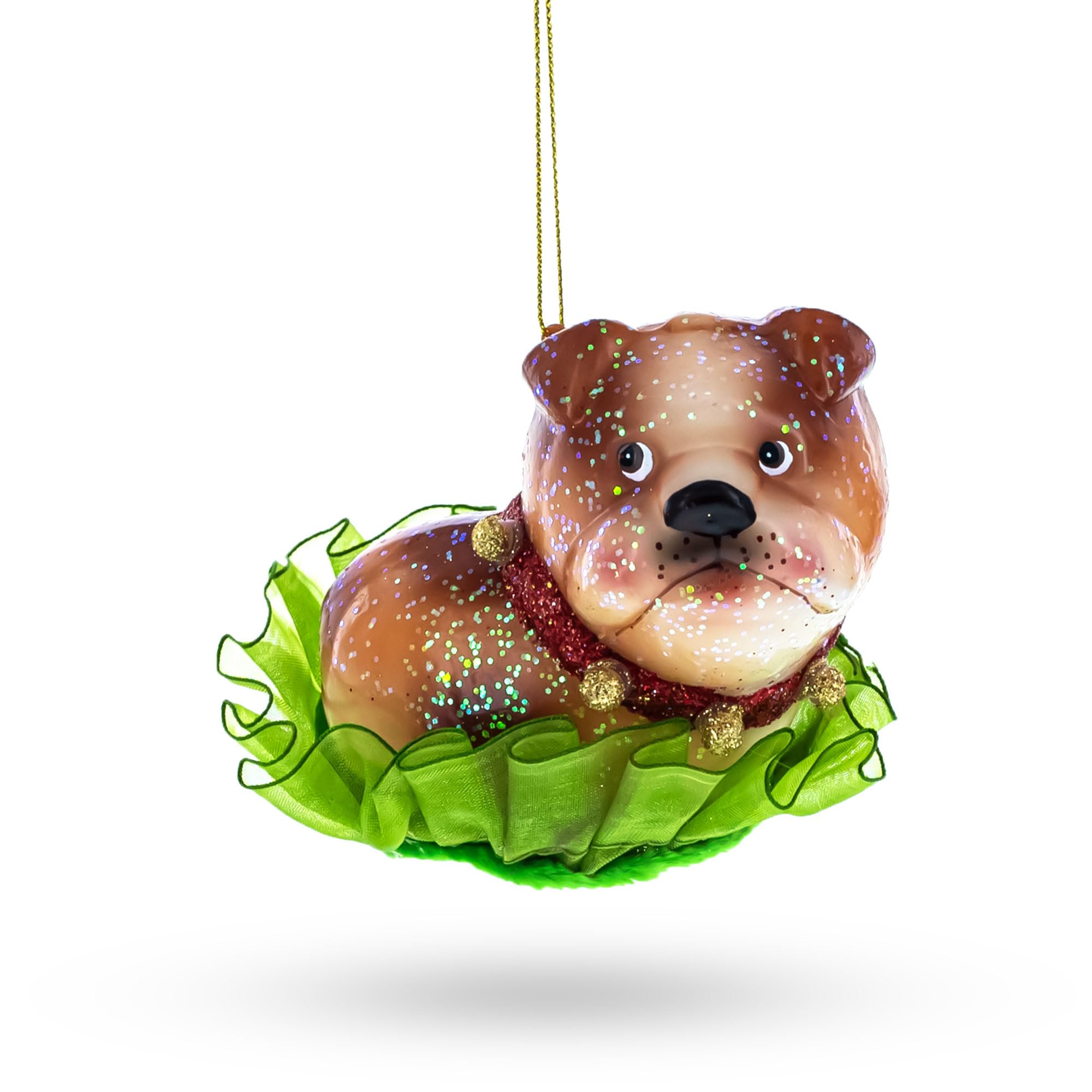 Handmade Bulldog Puppy Blown Glass Christmas Ornament - Unique Holiday Decoration for Tree, Gift, or Home Décor