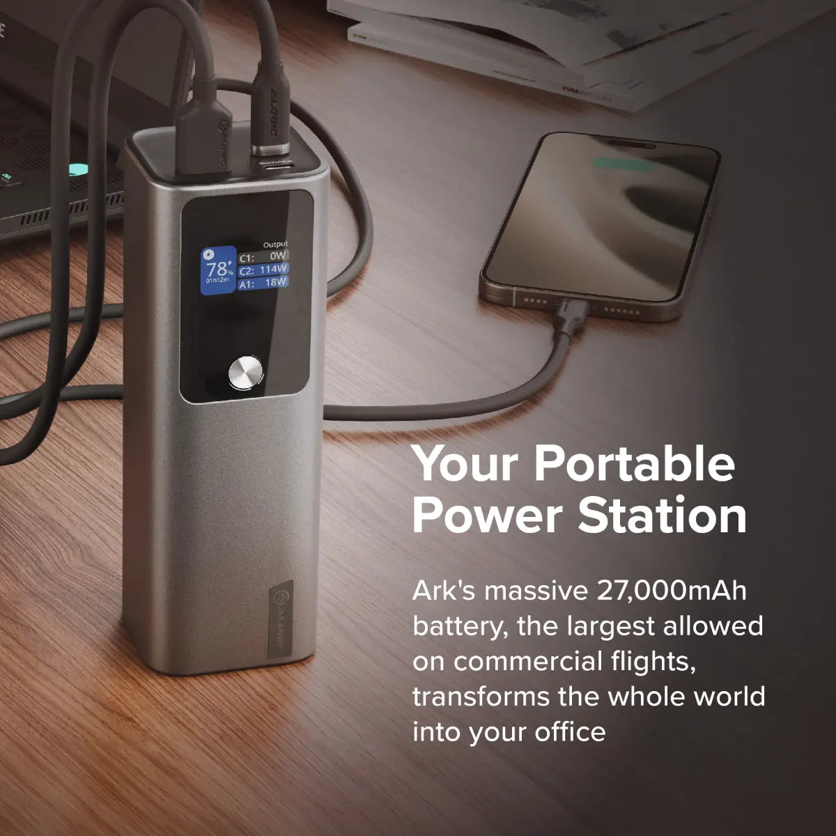 27,000mAh Power Bank with 140W USB-C Fast Charging - Portable Charger for Laptops, Phones & Tablets - Perfect for Travel, Camping & Emergency Power Backup