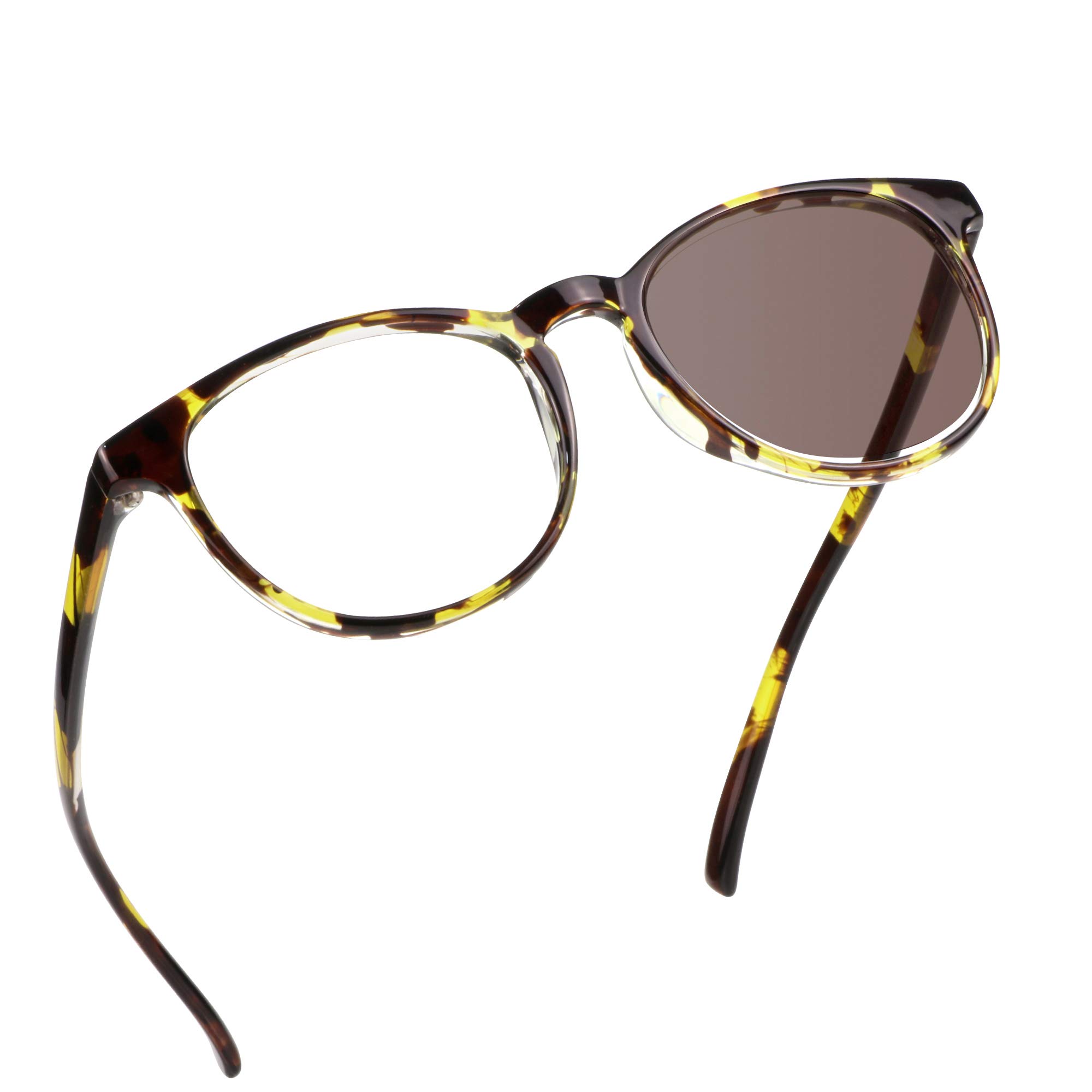 YEIN Blue Light Blocking Glasses - Photochromic Brown Sunglasses with Spring Hinge for Women & Men | Anti-Eyestrain Computer, Gaming & TV Glasses | Reduce Glare for Office Work, Screen Time & Outdoor Activities