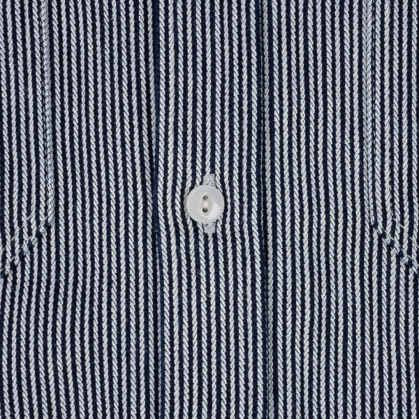 Iron Heart IHSH 366 IND 8oz Herringbone Hickory Stripe Work Shirt - Indigo Denim - Durable & Stylish for Workwear & Casual Outfits