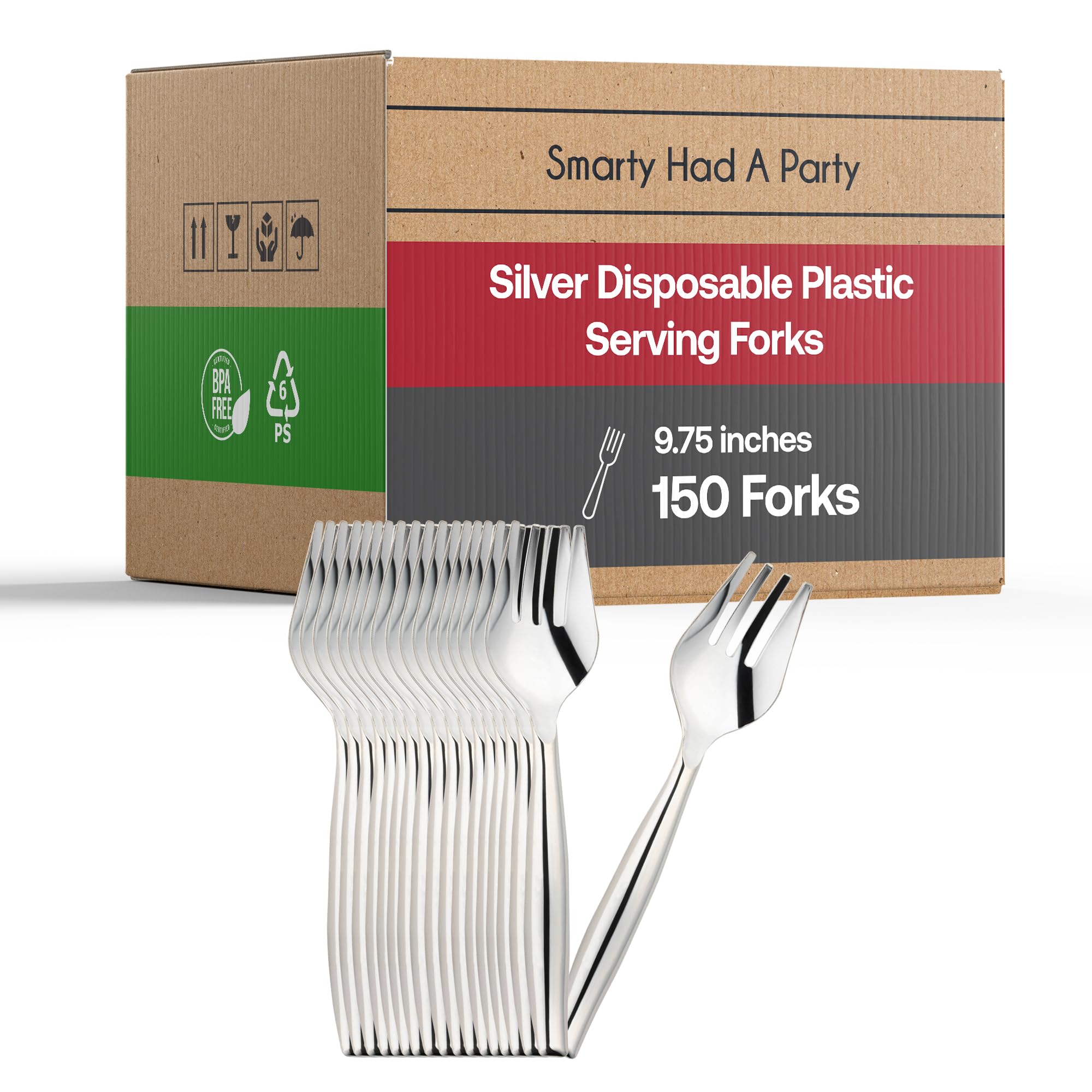 Disposable Plastic Serving Forks - 150 Pack Silver Flatware Set for Wedding, Birthday Party, Catering & Events | Durable Dinnerware for Buffets, BBQs, Picnics & Outdoor Dining