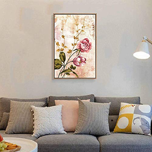 Floating Framed Canvas Wall Art - Vintage Flower Print 16x24 Inches, Ready to Hang for Living Room & Bedroom Decor | Perfect for Home, Office & Gift Giving
