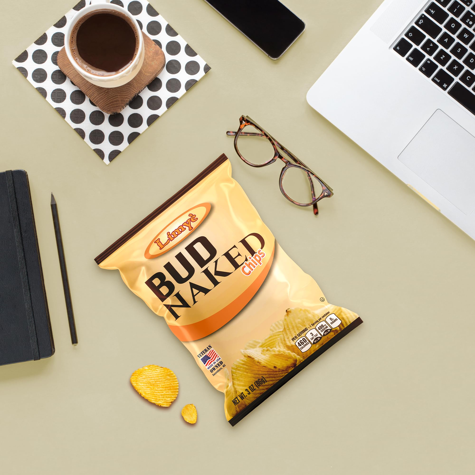 Limye’ Bud Naked Potato Chips - Healthy Kosher Certified Snacks Variety Pack (24 Pack) | Salted, Vegan, Gluten-Free, No Artificial Flavors | Perfect for Lunchboxes, Parties & On-the-Go Snacking