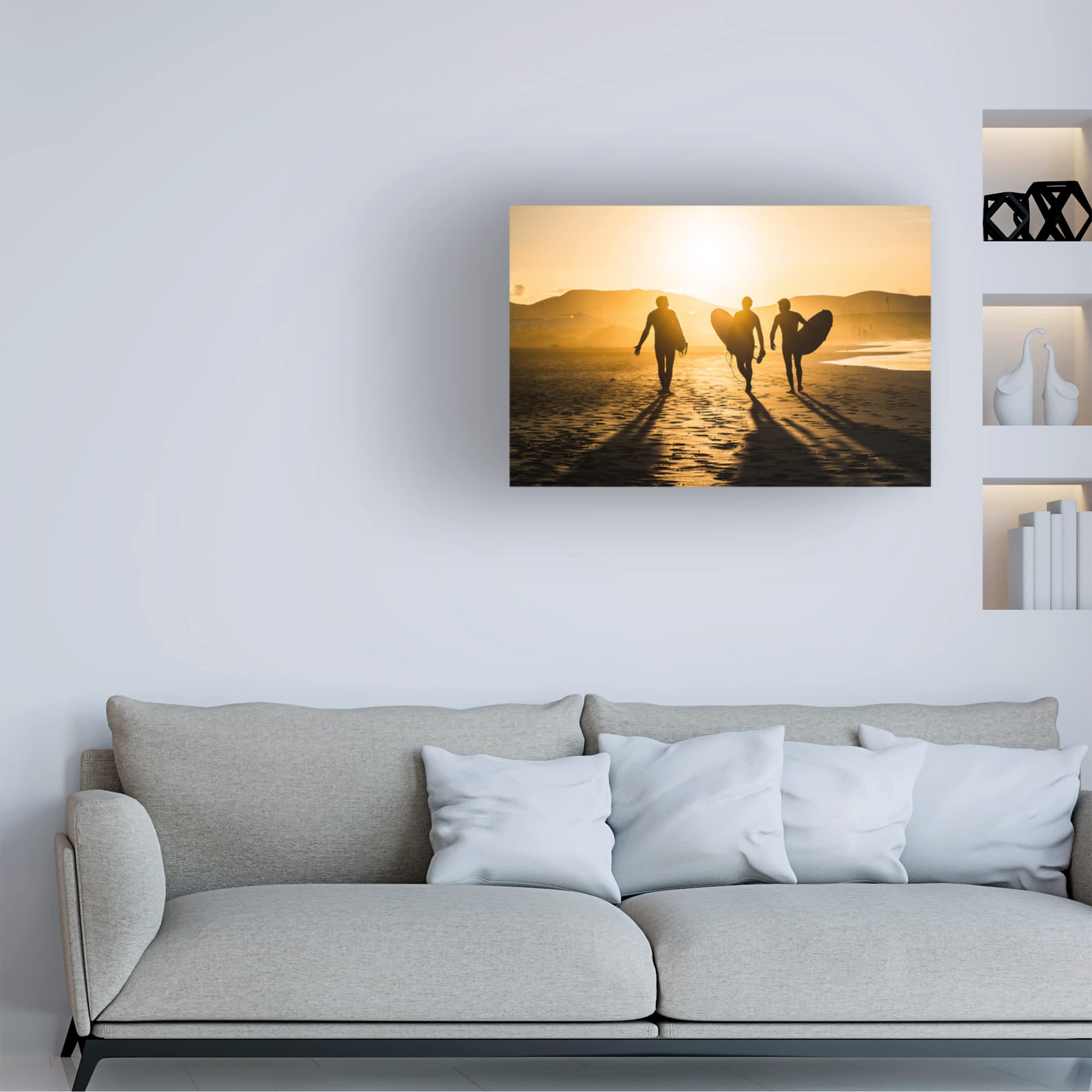 Trademark Fine Art 'Surf Trio' Canvas Wall Art by Miha Pavlin - Ocean Wave Painting for Beach House Decor, Living Room & Office
