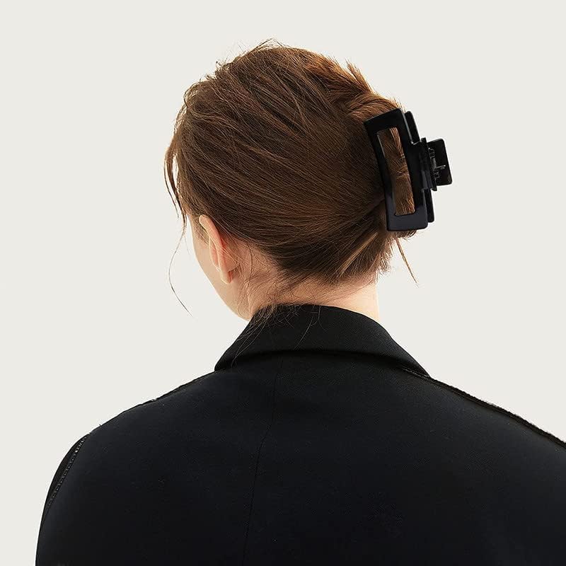 Aliba Collection Large Hair Clips for Women & Girls – 4.2'' Matte Rectangle Hair Clips for Thick Hair, Non-Slip Hair Clutch Jaw Clips, Hair Clamps for Thick Hair (Black & White) – Perfect for Updos, Ponytails & Everyday Styling