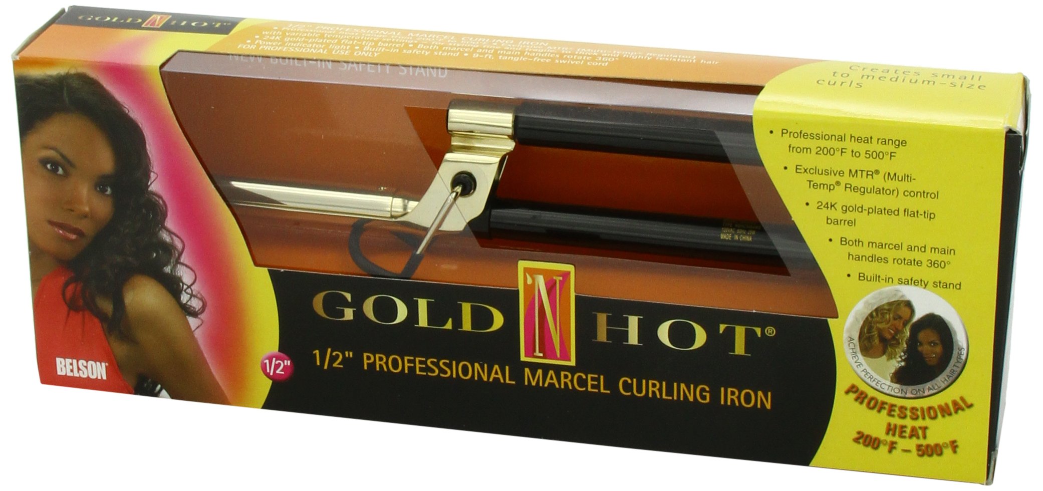 Gold 'N Hot Professional Marcel Curling Iron 1/2 Inch - Salon Quality Hair Curler for Perfect Waves & Curls - Ideal for Home & Professional Styling
