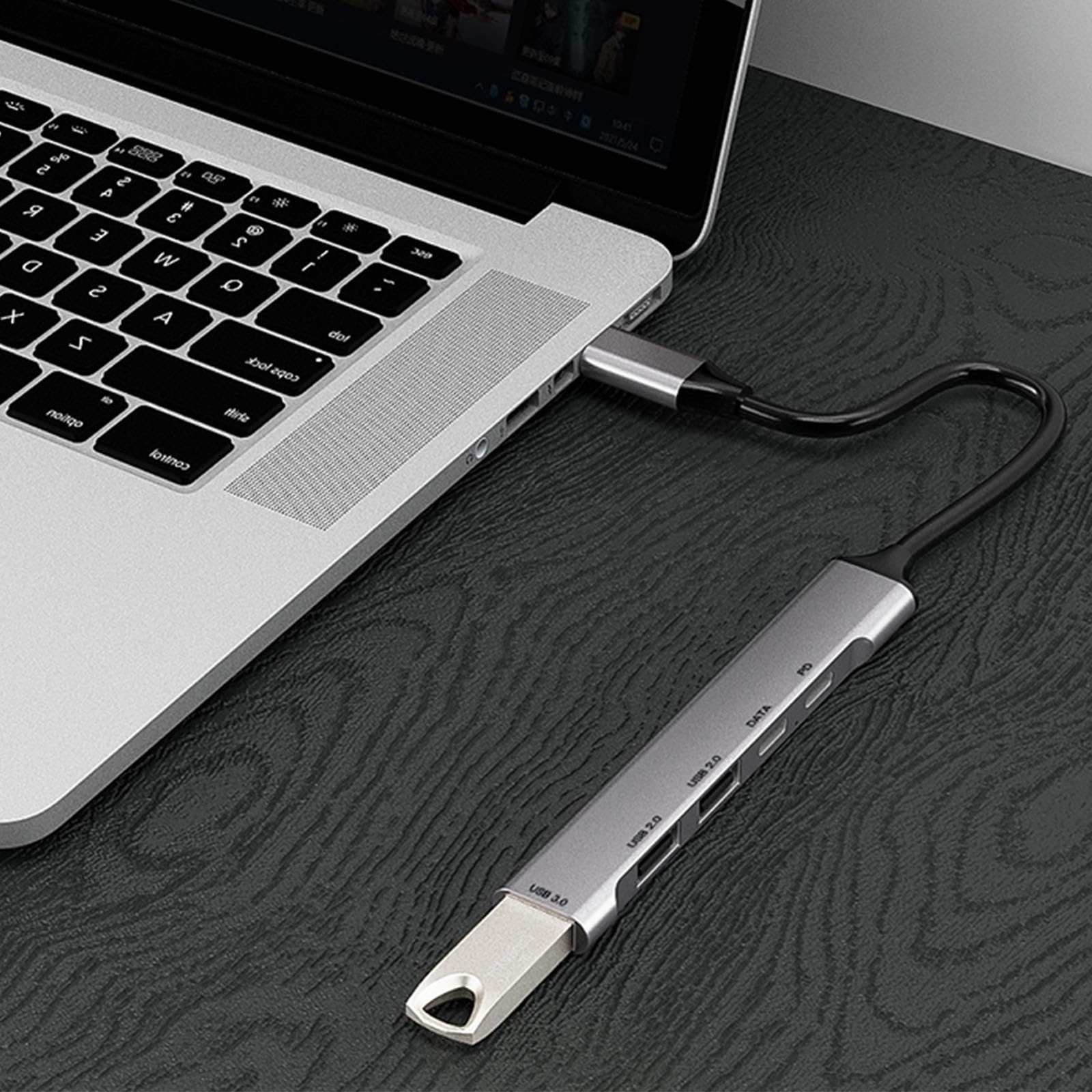 Premium 6-in-1 USB C Hub with 60W PD Charging - 1xUSB 3.0, 2xUSB 2.0, 1xUSB-C Port - 10Gbps High-Speed Data Transfer - Ultra Slim Aluminum Alloy Design for MacBook Pro/Air, iPad Pro, Dell XPS, Surface Laptop & More - Perfect for Home Office, Travel & Remote Work