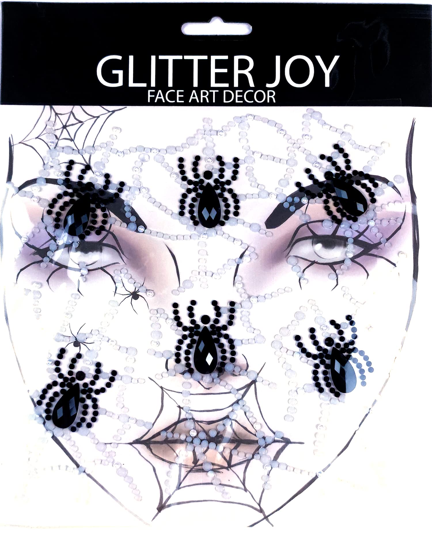 Scary Cat Face Gems - Day of the Dead Black Tear Tattoo Stickers (3-Pack) for Halloween Costumes, Face Painting & Festival Makeup