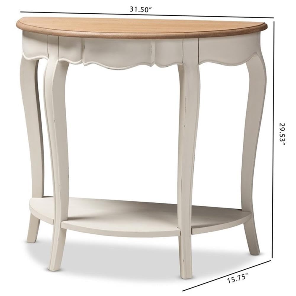 BOWERY HILL White and Natural Brown Wooden Console Table - Entryway Sofa Table, Hallway Accent Table for Living Room & Bedroom Decor