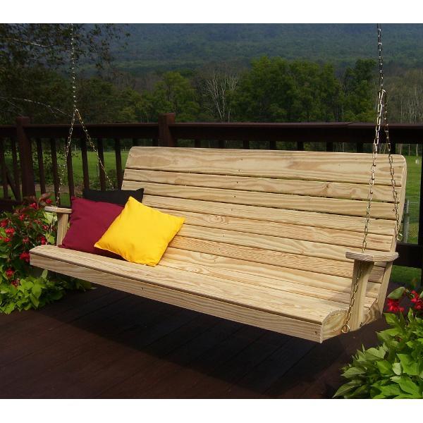 Pressure Treated Pine Highback Porch Swing - Outdoor Patio Furniture for Garden, Backyard, Deck Relaxation | Weather-Resistant & Durable Comfort Seating