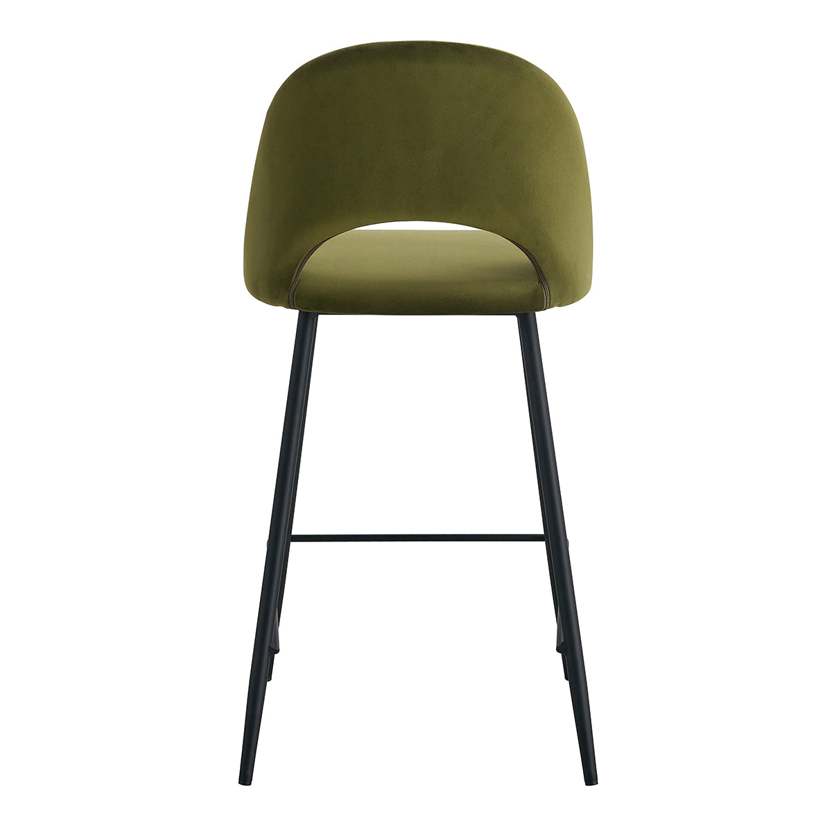 Asta Velvet Bar Stool Set of 2 - Modern Upholstered Counter Height Stools with Chrome Legs for Kitchen Island, Breakfast Bar & Home Decor