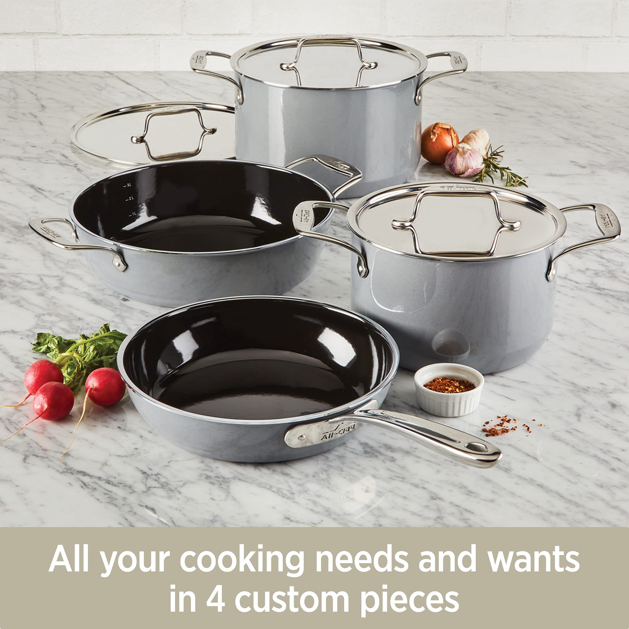 All-Clad FusionTec 7 Quart Ceramic & Steel Core Stockpot - Induction Compatible, Oven & Broiler Safe Up to 500°F - Premium Cookware for Soups, Stews & Pasta - Ideal for Home Chefs & Professional Kitchens