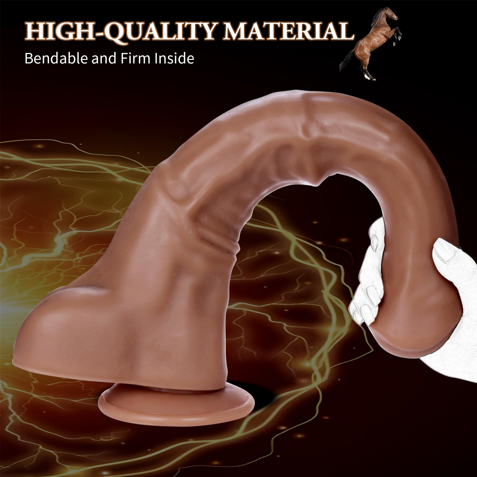 15 Inch Realistic Horse Dildo with Suction Cup - Extra Long Thick Thrusting Anal Sex Toy for Men & Gay Couples - Adult Pleasure Toy for BDSM, Roleplay & Solo Play (Brown)