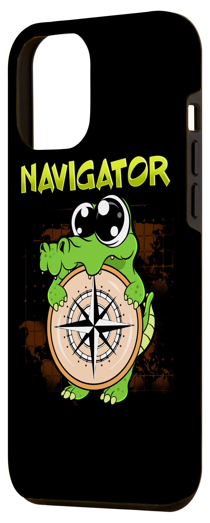 iPhone 12 Pro Max Case - Cute Alligator Holding Compass Design | Funny Navigator Pun Phone Cover | Perfect for Travel, Adventure & Outdoor Enthusiasts