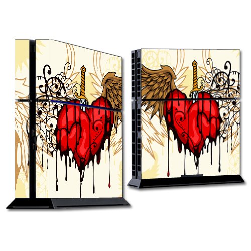 MightySkins Protective Vinyl Skin Wrap for Sony PlayStation 4 PS4 Console - Stabbing Heart Design | Durable Decal Sticker for Gaming Setup & Personalized Console Protection
