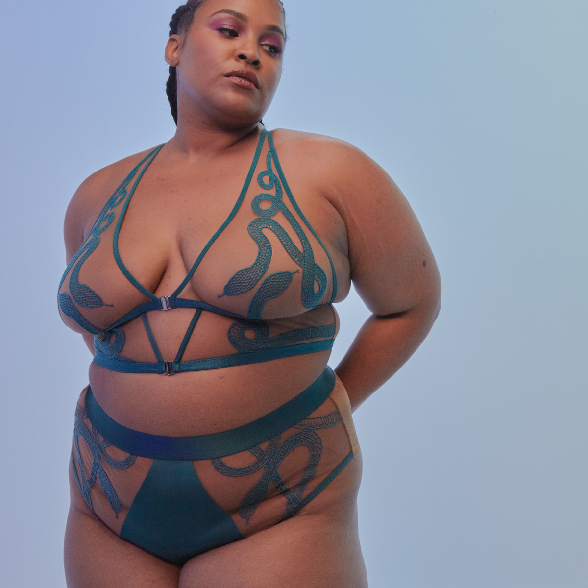 Medusa High Waisted Bikini Set - Chameleon Print & Toffee Color | Perfect for Beach Vacations, Pool Parties & Summer Getaways