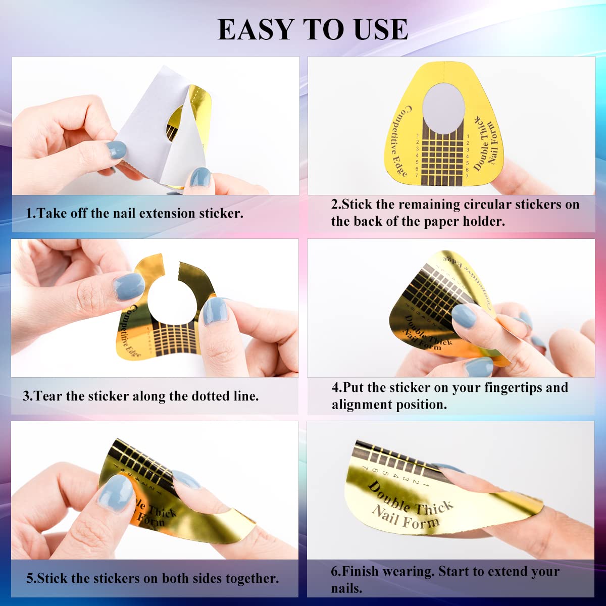 Subay 200Pcs Professional Long Nail Forms for Acrylic & Polygel Nails - Premium Nail Extension Forms for Nail Art Tips & Salon Use - Durable Acrylic Nail Paper Forms & Stickers - Perfect for DIY Manicures, Salon Professionals & Nail Extensions