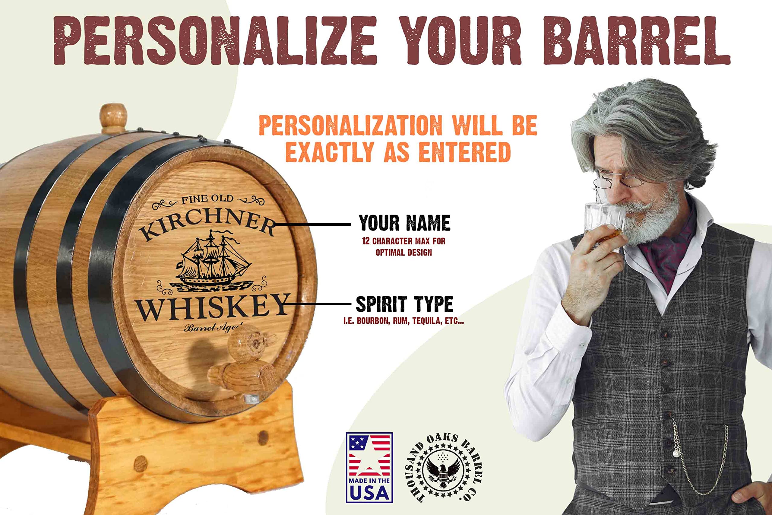 10L Oak Whiskey Barrel with Wood Stand - Small 2.5 Gallon Barrel for Home Brewing, Distilling & Cocktail Aging | Perfect for Bourbon, Whiskey & Craft Cocktails | Includes Bung & Spigot (B458) - Home Bar Essential & Unique Gift for Whiskey Lovers