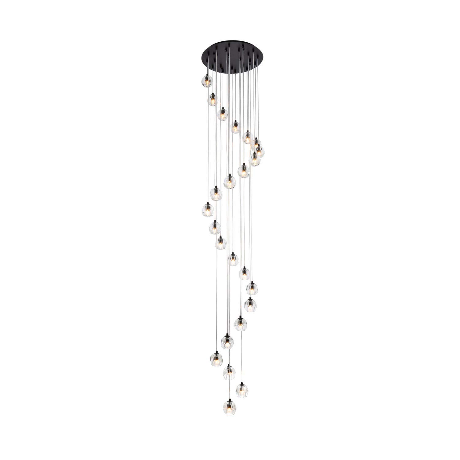 24-Light Black Modern Chandelier - Eren Stylish Hanging Pendant Light Fixture for Dining Room, Living Room, Bedroom, Kitchen, and Foyer