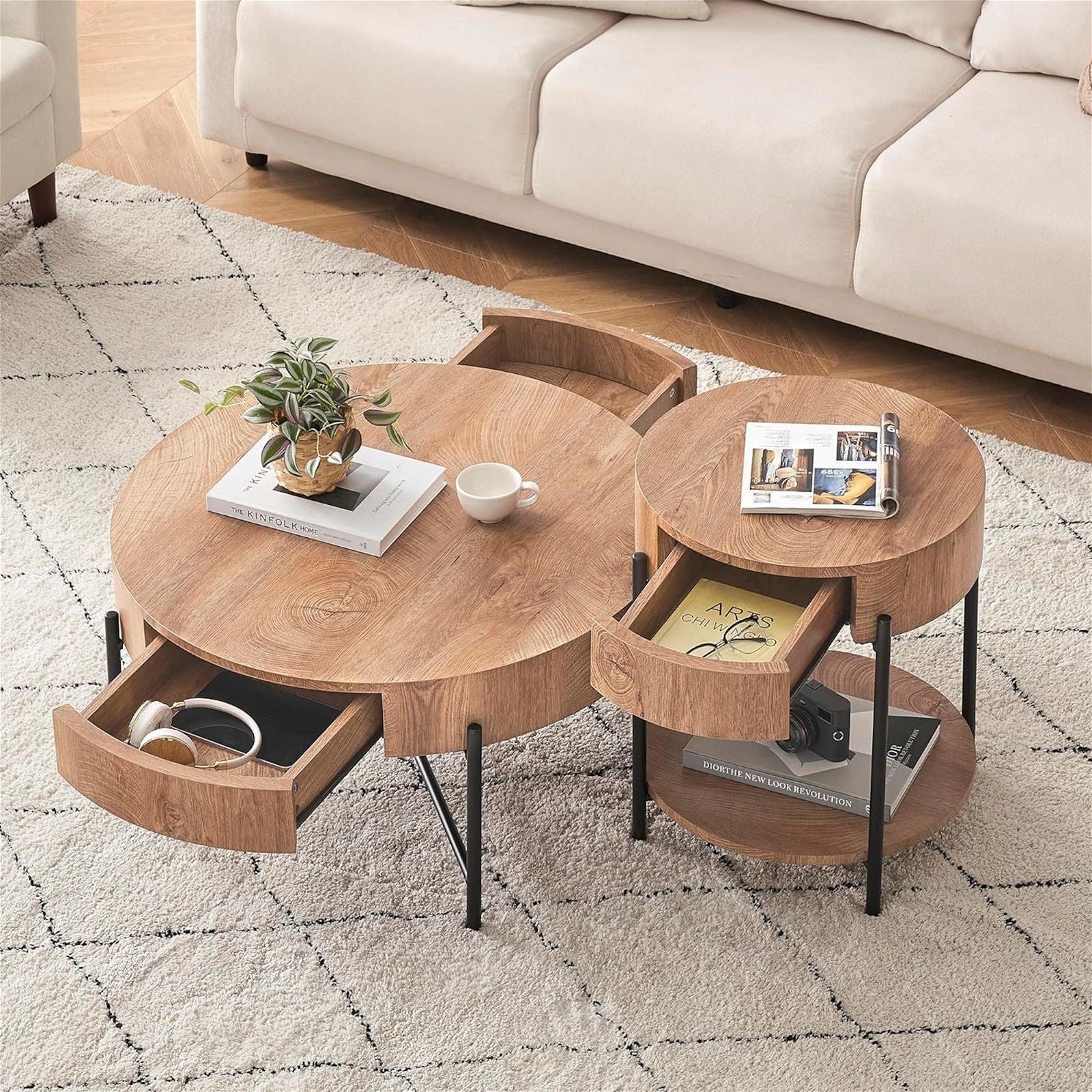 Woodstock American Oak Felled Round Side Table 460mm - Perfect for Living Room, Bedroom, or Outdoor Patio Furniture