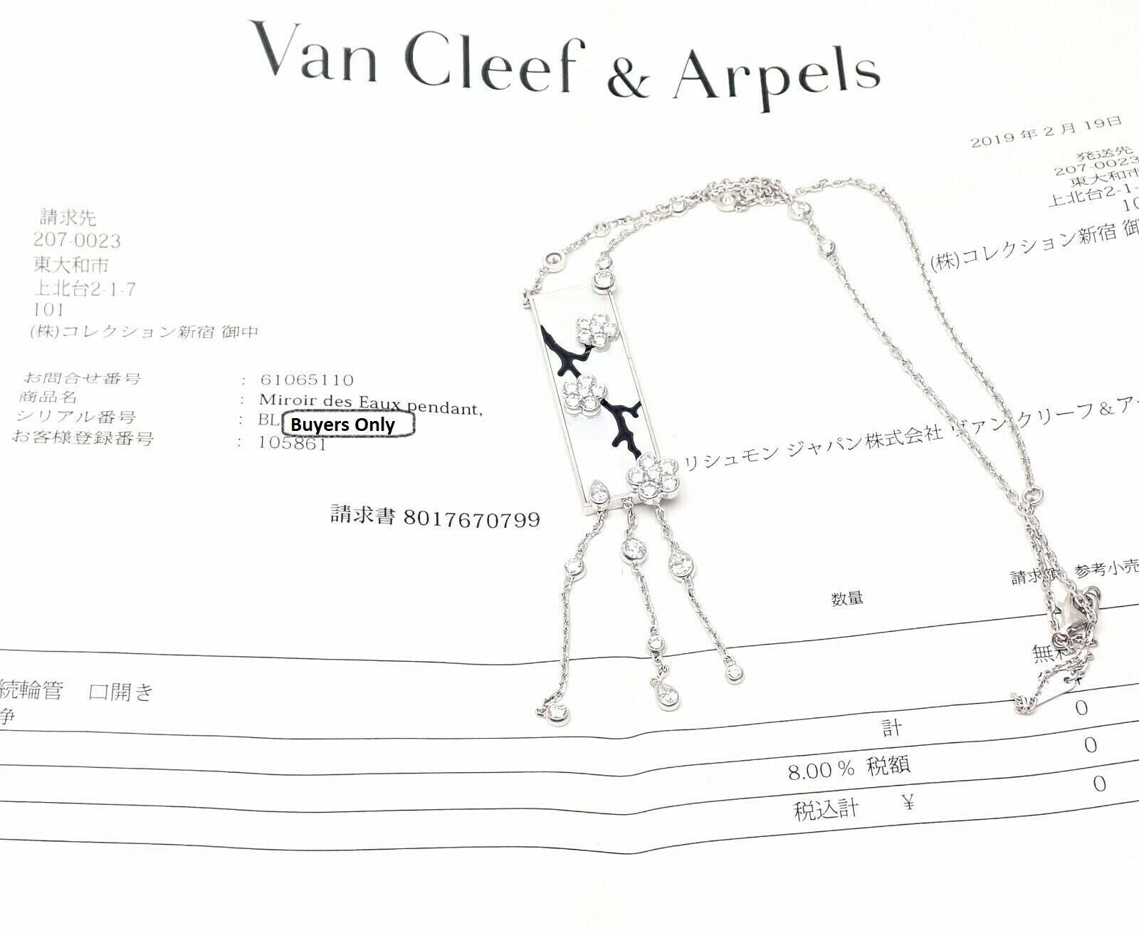 Authentic Van Cleef & Arpels Miroir Des Eaux 18k Gold Diamond Mother of Pearl Necklace - Luxury Jewelry Gift for Women, Perfect for Weddings & Special Occasions