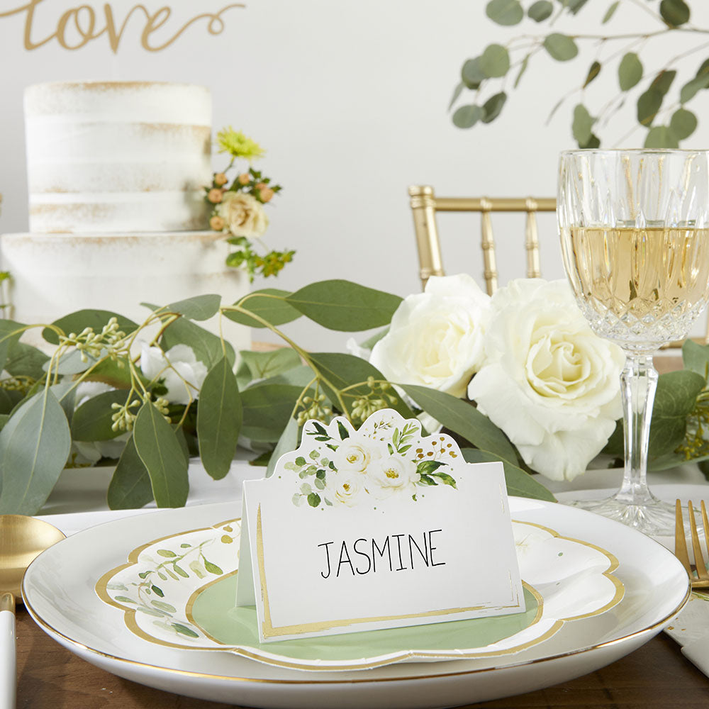 Botanical Garden Tent Place Cards - Elegant Wedding Table Name Cards (Set of 50) - Perfect for Weddings, Baby Showers & Garden Parties