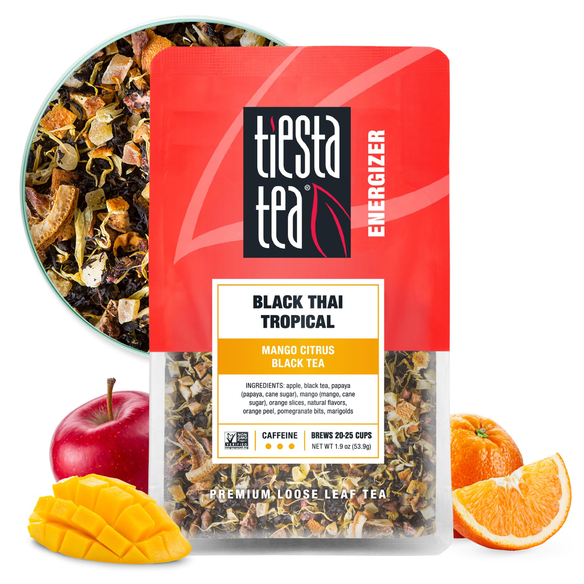 Tiesta Tea - Black Thai Tropical Loose Leaf Tea | Mango Citrus Flavored Premium Black Tea | High Caffeine Hot or Iced Tea | Brews 25 Cups | 1.9oz Resealable Pouch | Perfect for Morning Boost, Afternoon Pick-Me-Up & Relaxing Evenings